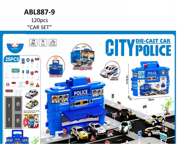 Parking Lot Kantor Polisi Set + Mobil 2 Pcs P/B City Police 1 Inner 60 Pcs Koper @120