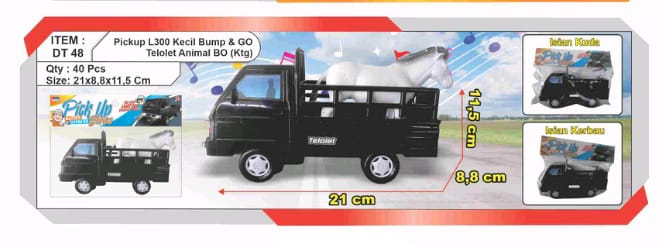 Truk L300 Muat Hewan B/O Jalan Telolet Lampu Pick Up Series Ktg PVC @40
