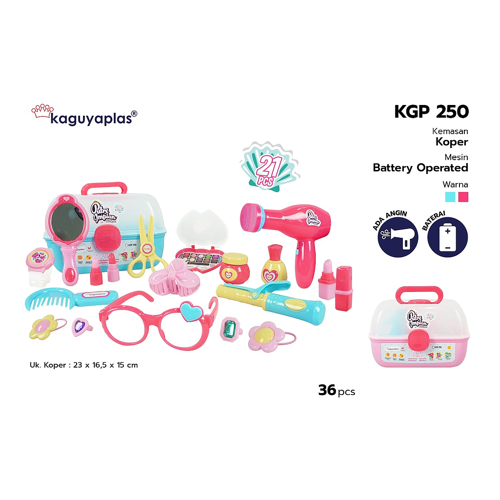Mainan Salon Set 21 Pcs Hair Dryer B/O Putri Impian Koper @36