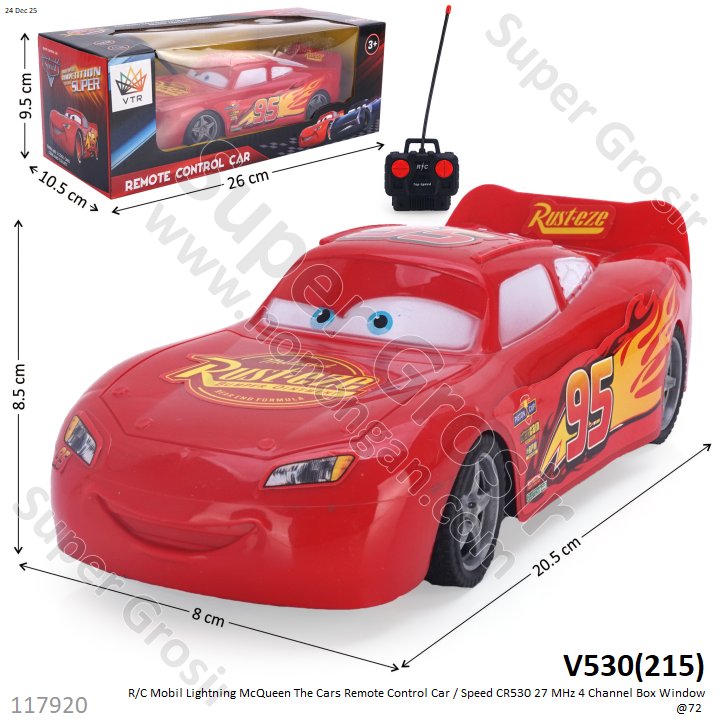 R/C Mobil Lightning McQueen The Cars Remote Control Car / Speed CR530 27 MHz 4 Channel Box Window @72