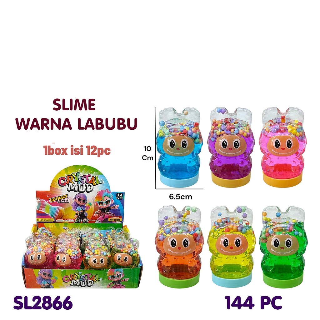 Slime Botol Labubu Crystal Mud 1 Box 12 Pcs Botol @144
