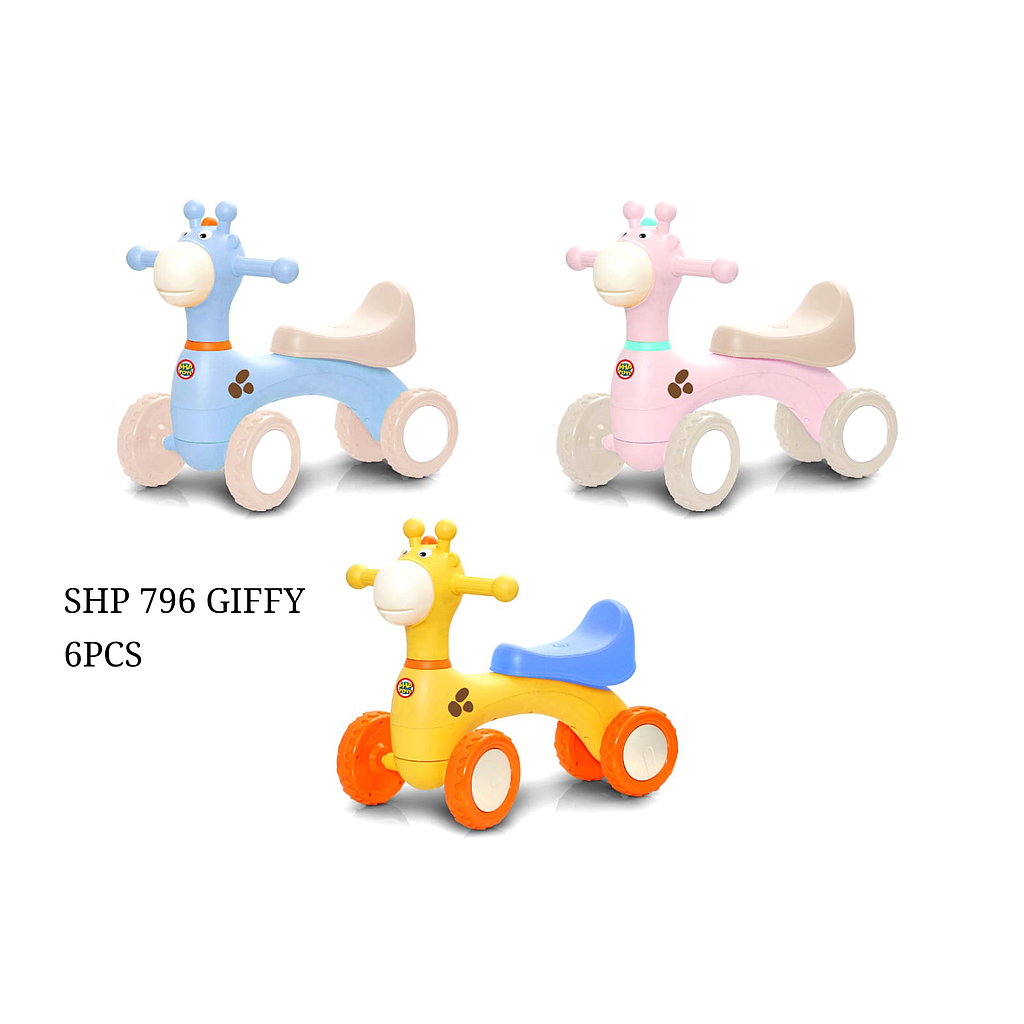 Tunggangan Sepeda Balance Bike Jerapah Giffy B/O Musik Lampu Ktg PVC @6