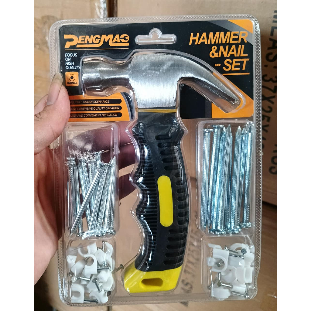 Palu Kambing Mini Gagang Karet Set Paku Peng Mao 1 Inner 18 Pcs Press Mika @36