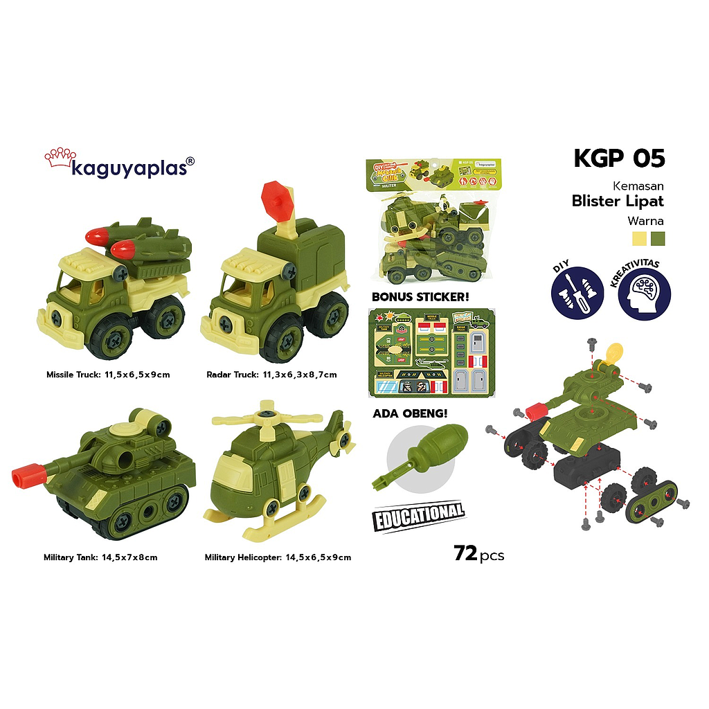 DIY Truk Set 4 Pcs F/W + Obeng Mekanik Cilik Ktg PVC @72