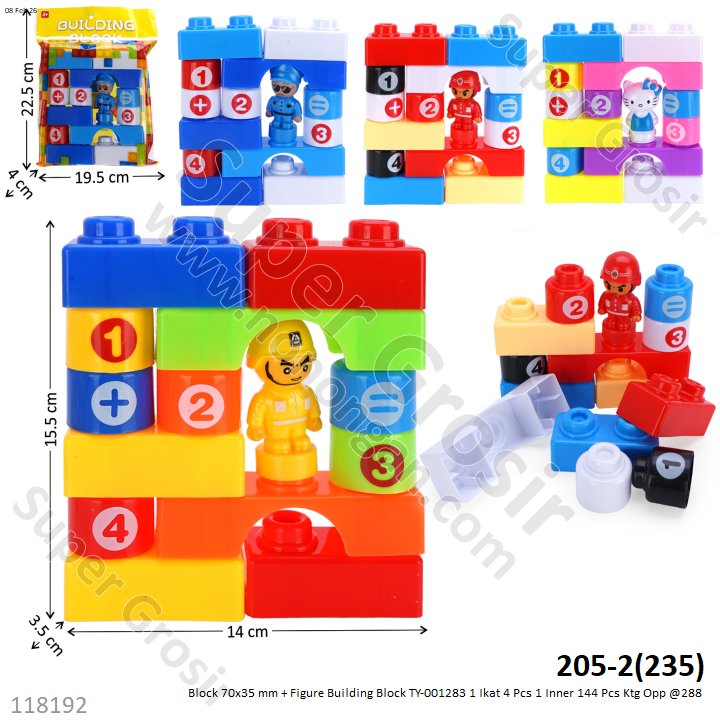 Block 70x35 mm + Figure Building Block TY-001283 1 Ikat 4 Pcs 1 Inner 144 Pcs Ktg Opp @288
