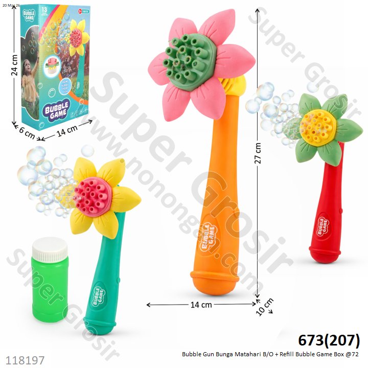 Bubble Gun Bunga Matahari B/O + Refill Bubble Game Box @72