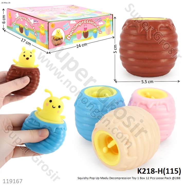 Squishy Pop Up Madu Decompression Toy 1 Box 12 Pcs Loose Pack @288