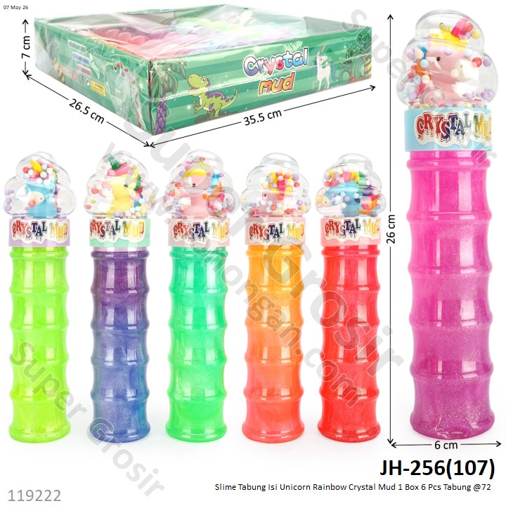 Slime Tabung Isi Unicorn Rainbow Crystal Mud 1 Box 6 Pcs Tabung @72 
