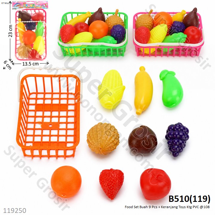 Food Set Buah 9 Pcs + Keranjang Toys Ktg PVC @108