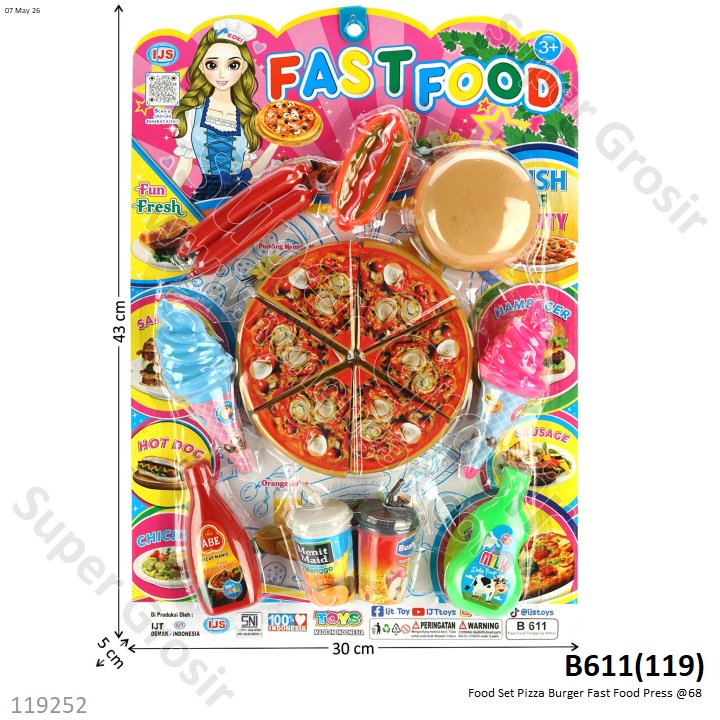 Food Set Pizza Burger Fast Food Press @68