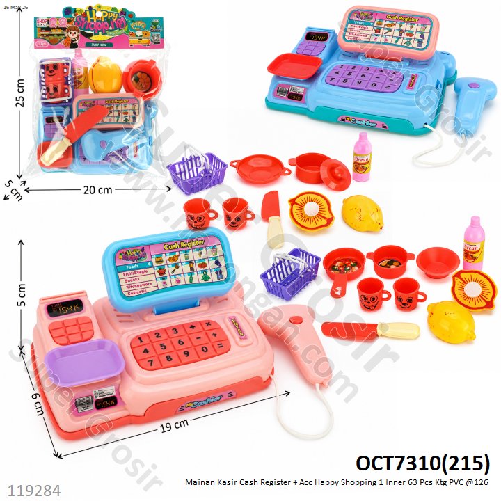 Mainan Kasir Cash Register + Acc Happy Shopping 1 Inner 63 Pcs Ktg PVC @126