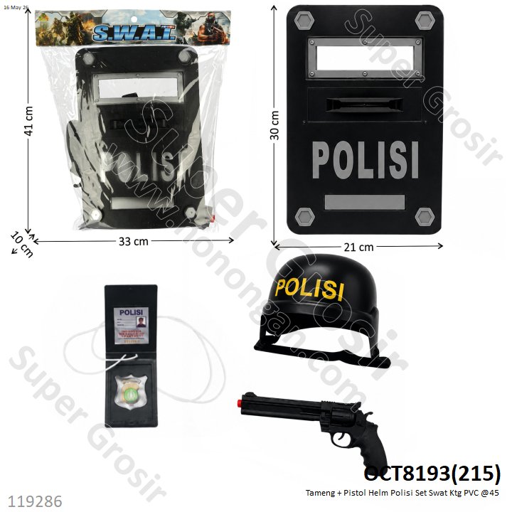 Tameng + Pistol Helm Polisi Set Swat Ktg PVC @45
