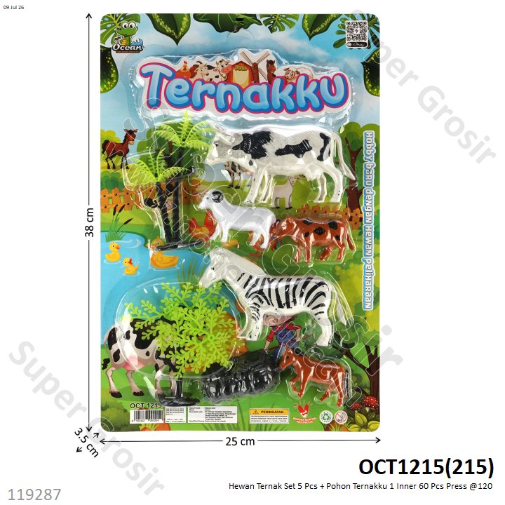 Hewan Ternak Set 5 Pcs + Pohon Ternakku 1 Inner 60 Pcs Press @120