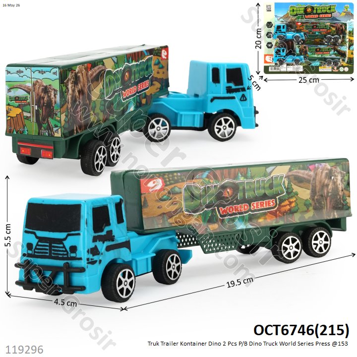 Truk Trailer Kontainer Dino 2 Pcs P/B Dino Truck World Series Press @153