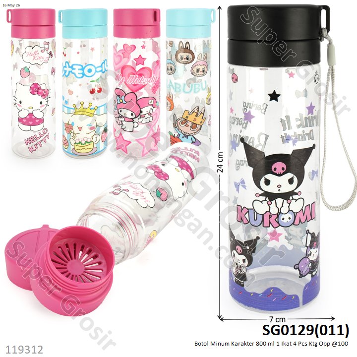 Botol Minum Karakter 800 ml 1 Ikat 4 Pcs Ktg Opp @100