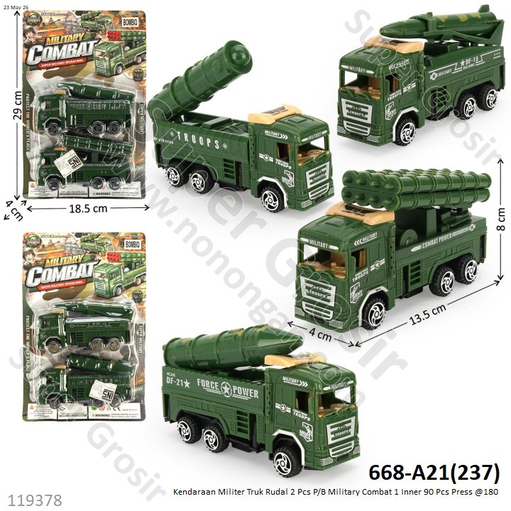 Kendaraan Militer Truk Rudal 2 Pcs P/B Military Combat 1 Inner 90 Pcs Press @180