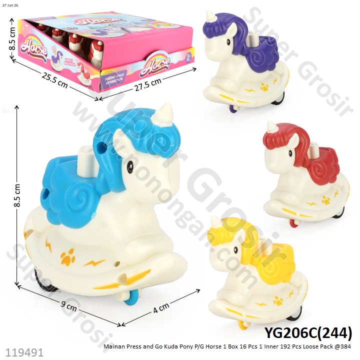 Mainan Press and Go Kuda Pony P/G Horse 1 Box 16 Pcs 1 Inner 192 Pcs Loose Pack @384