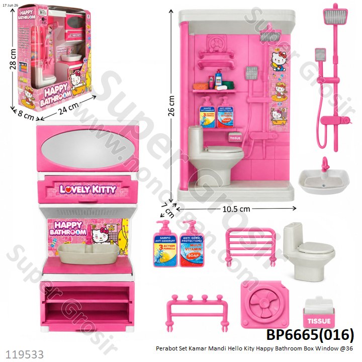 Perabot Set Kamar Mandi Hello Kity Happy Bathroom Box Window @36