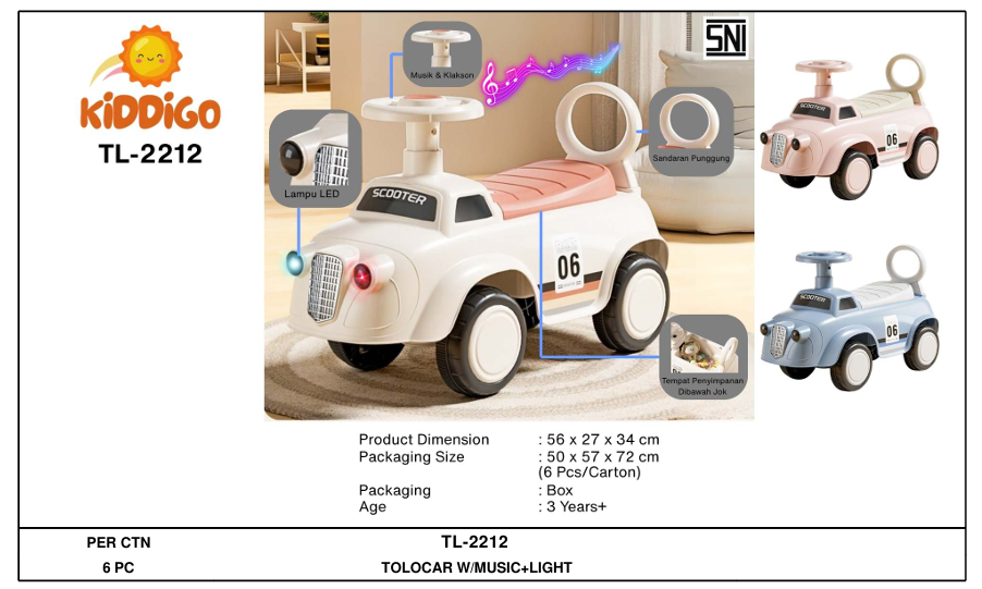 Tunggangan Mobil B/O Lagu Anak Lampu Kiddigo 1 Inner 1 Pcs Box @6