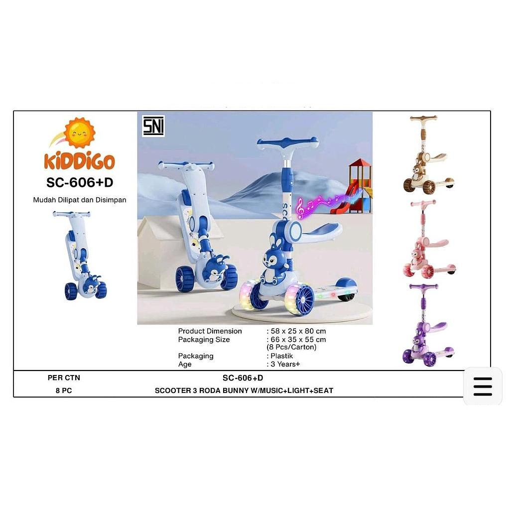 Scooter Roda 3 Roda Nyala + Tempat Duduk B/O Musik Lampu Kiddigo Ktg Opp @8