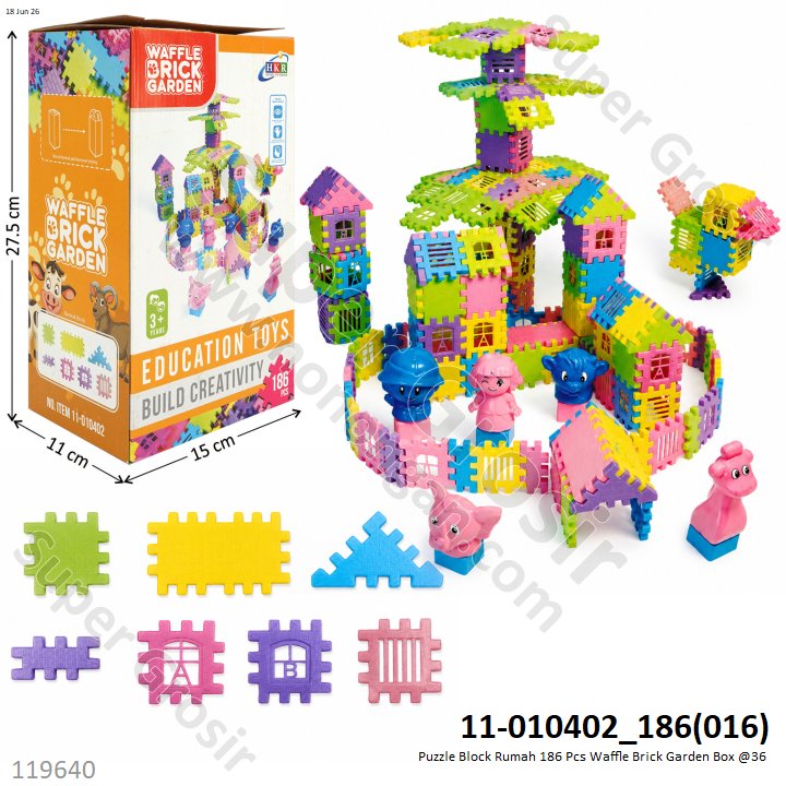 Puzzle Block Rumah 186 Pcs Waffle Brick Garden Box @36