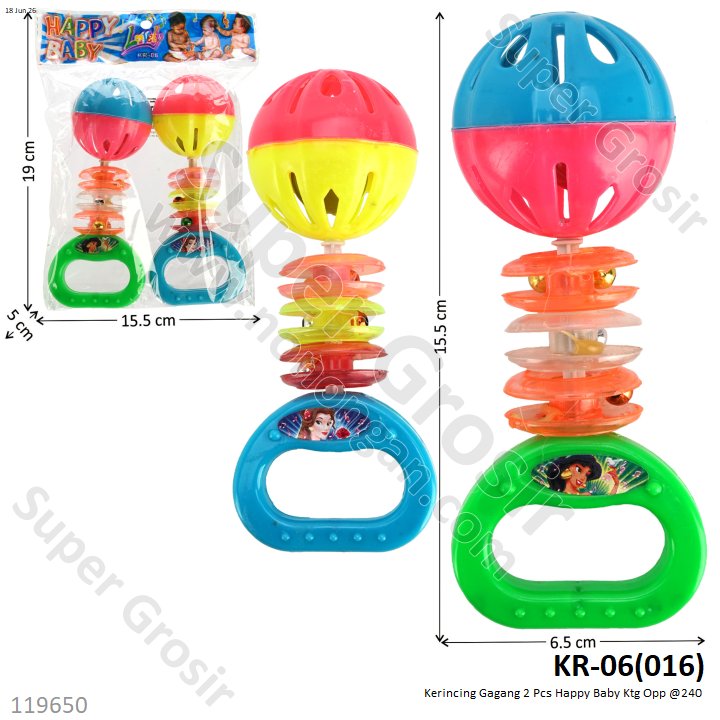 Kerincing Gagang 2 Pcs Happy Baby Ktg Opp @240