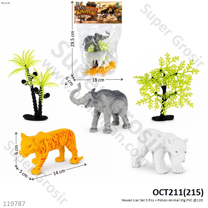 Hewan Liar Set 3 Pcs + Pohon Animal Ktg PVC @120