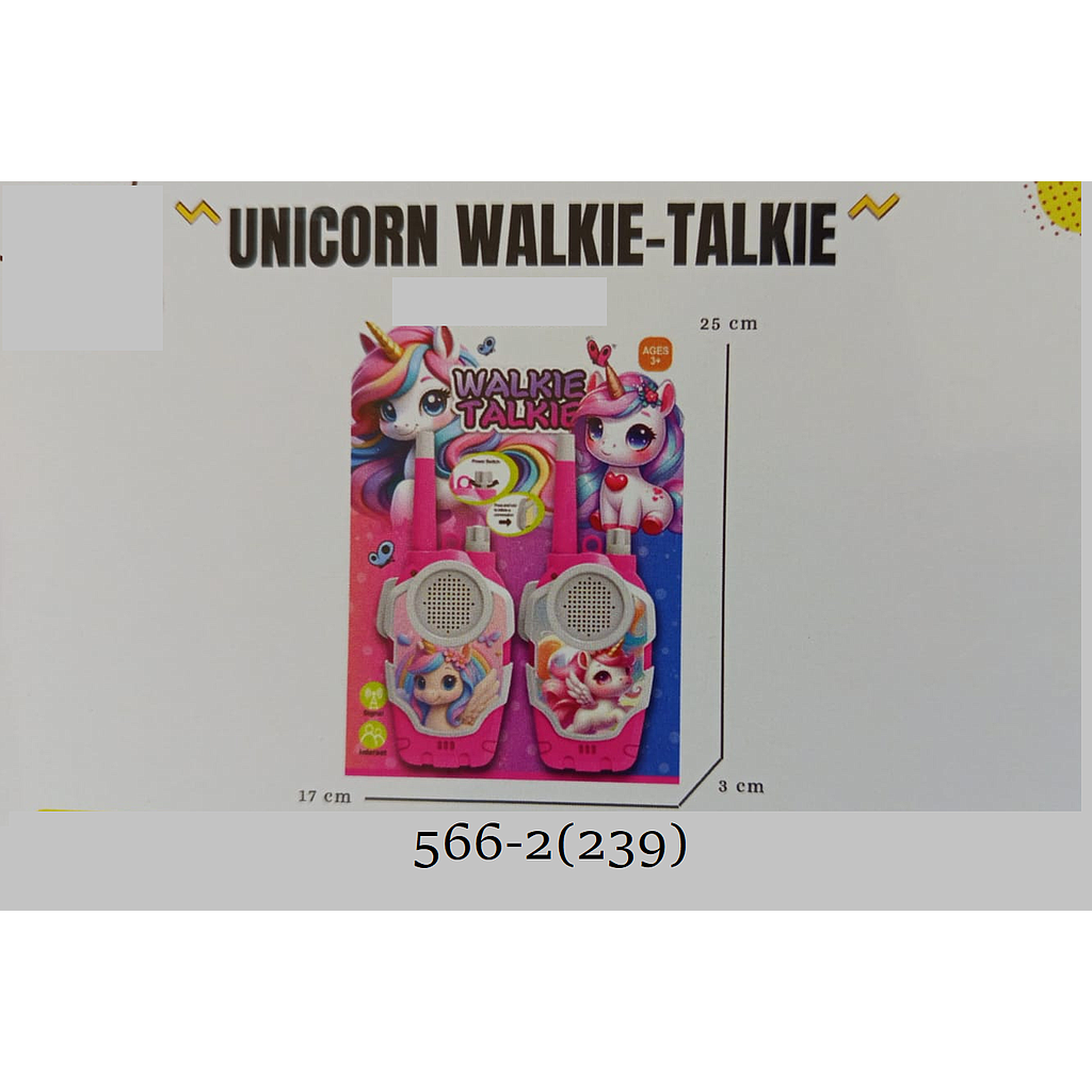 Walkie Talkie Unicorn 2 Pcs B/O Suara Lampu 1 Inner 72 Pcs Press Mika @144