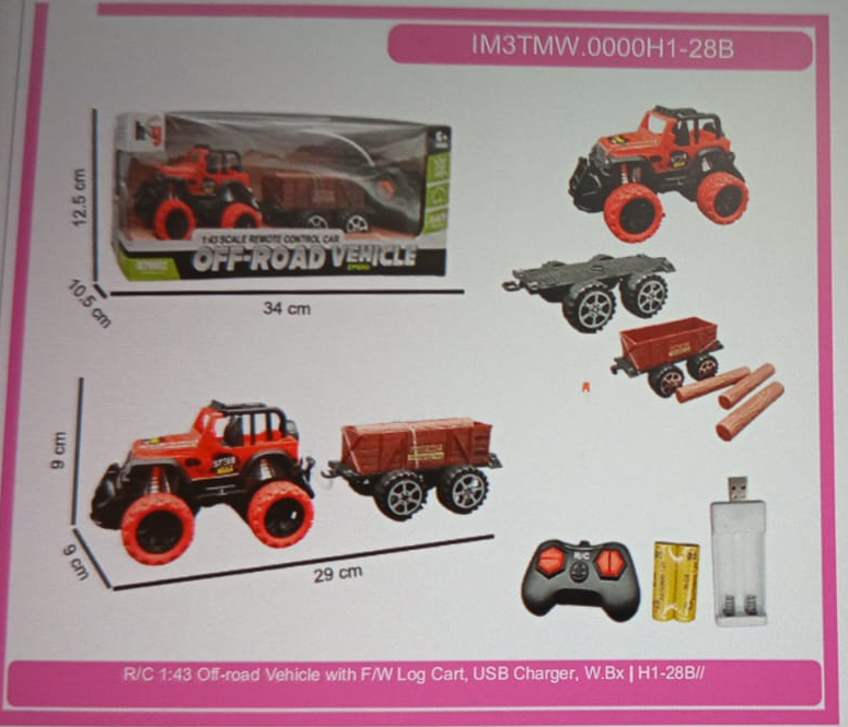 R/C Mobil Jeep Derek Kayu 1:43 Charge + Dudukan Charge Lampu Off-Road Vehicle 27 MHz 4 Channel 1 Inner 30 Pcs Box Window @60