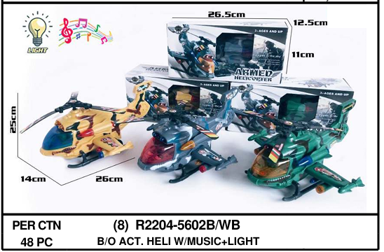 Helikopter Militer B/O Jalan Suara Armed Helicopter 1 Ikat 3 Pcs 1 Inner 24 Pcs Box Window @48