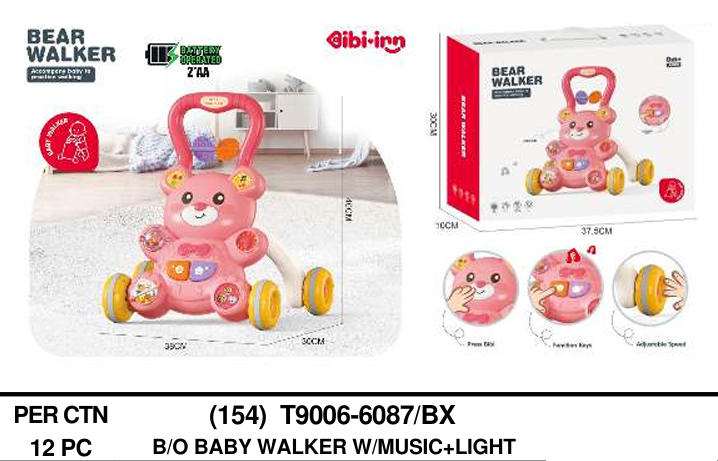 Baby Push Walker Beruang B/O Suara Musik Lampu Bear Walker Box @12