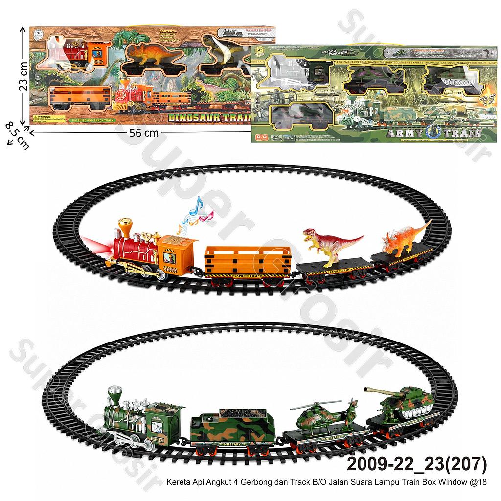 Kereta Api Angkut 4 Gerbong dan Track B/O Jalan Suara Lampu Train Box Window @18