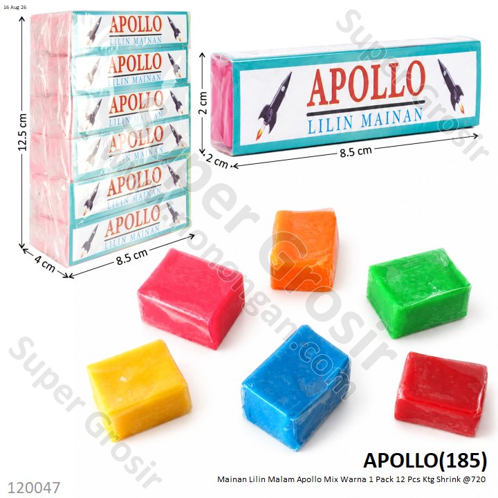 Mainan Lilin Malam Apollo Mix Warna 1 Pack 12 Pcs Ktg Shrink @720