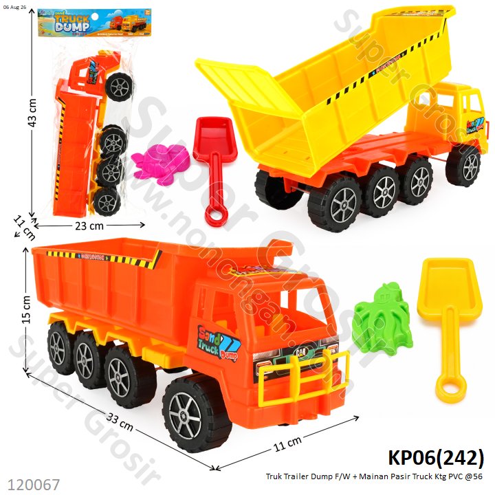 Truk Trailer Dump F/W + Mainan Pasir Truck Ktg PVC @56