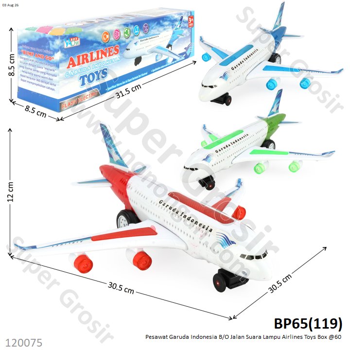 Pesawat Garuda Indonesia B/O Jalan Suara Lampu Airlines Toys Box @60