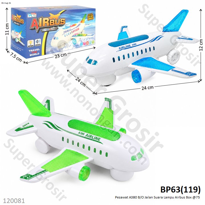 Pesawat A380 B/O Jalan Suara Lampu Airbus Box @75