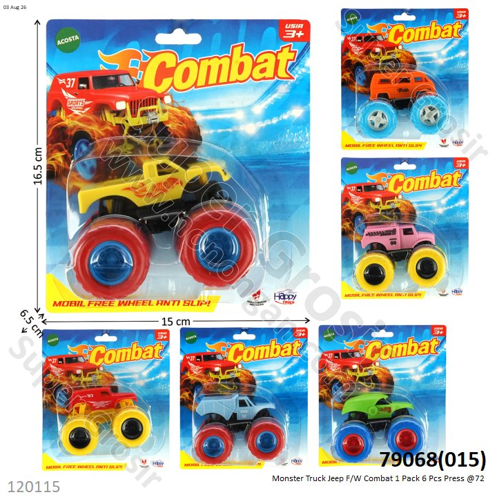 Monster Truck Jeep F/W Combat 1 Pack 6 Pcs Press @72