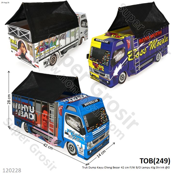 Truk Dump Kayu Oleng Besar 42 cm F/W B/O Lampu Ktg Shrink @0