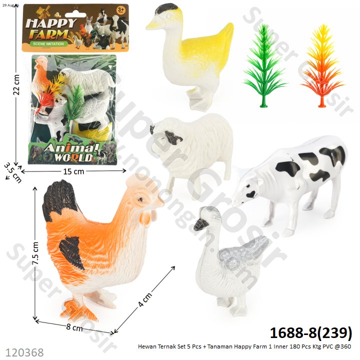 Hewan Ternak Set 5 Pcs + Tanaman Happy Farm 1 Inner 180 Pcs Ktg PVC @360
