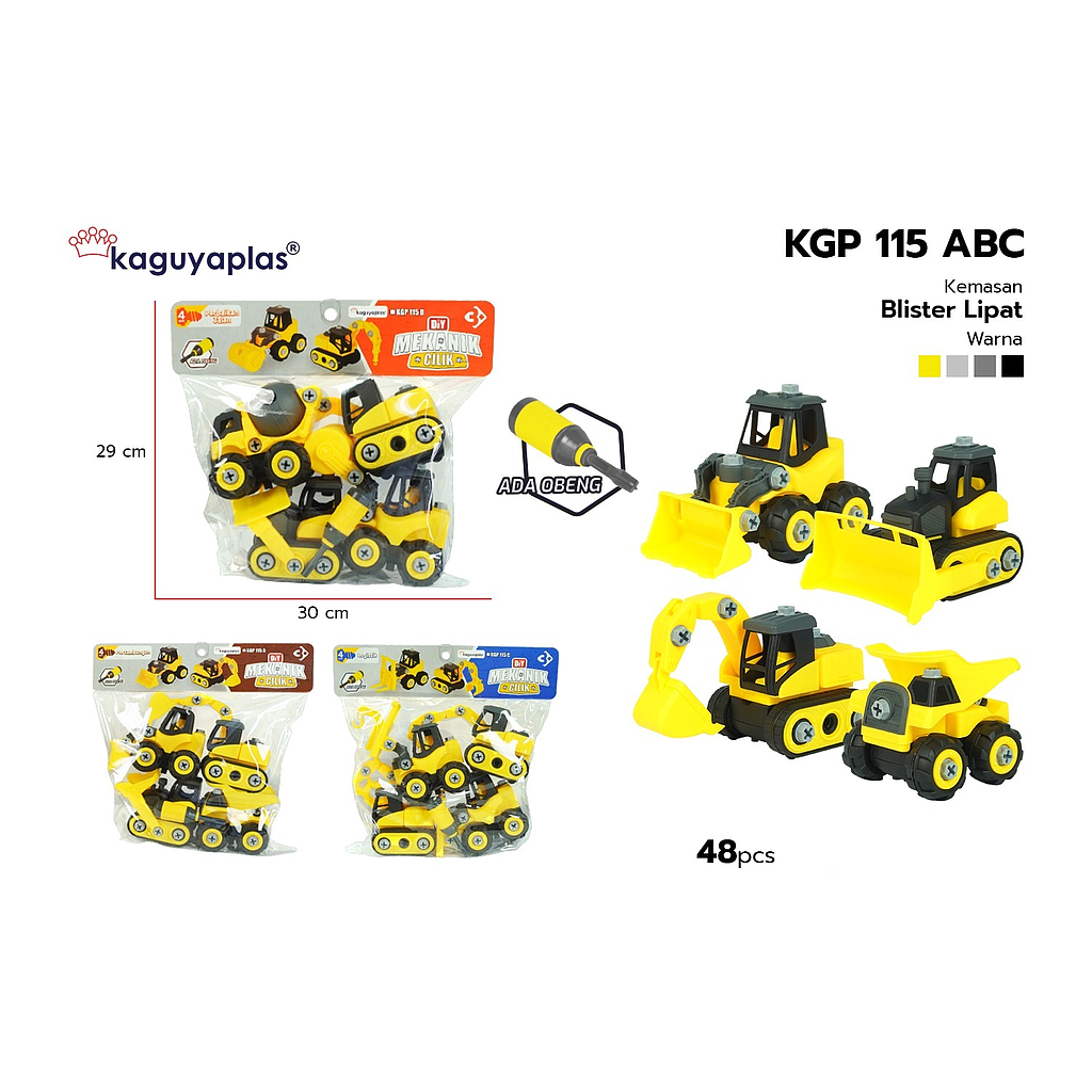 DIY Truk Konstruksi 4 Pcs F/W + Obeng Mekanik Cilik Ktg PVC @48