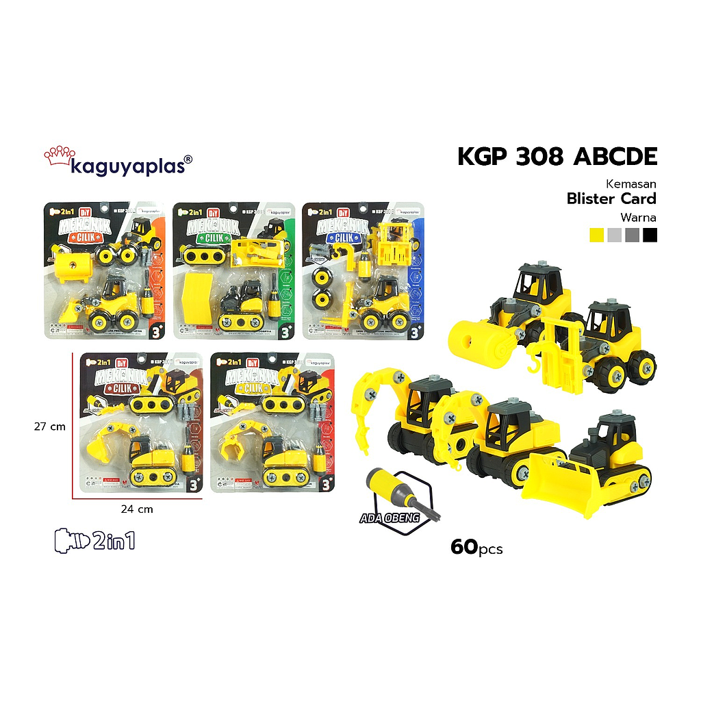 DIY Truk Konstruksi 2 In 1 F/W + Obeng Mekanik Cilik Press @60