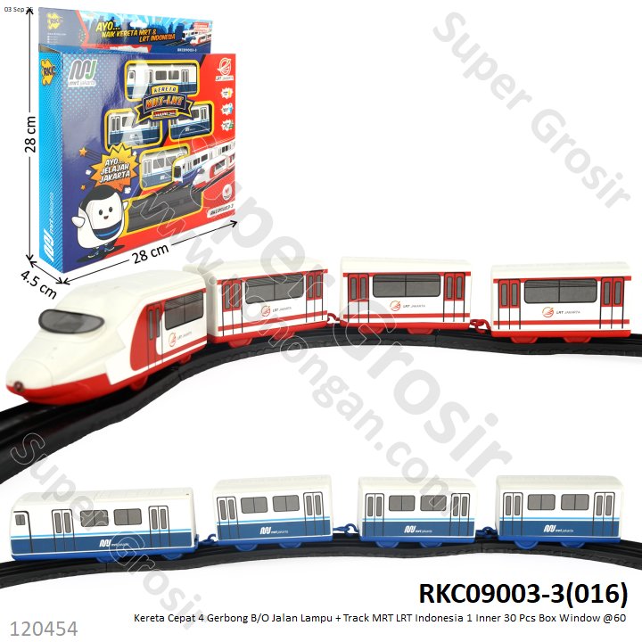 Kereta Cepat 4 Gerbong B/O Jalan Lampu + Track MRT LRT Indonesia 1 Inner 30 Pcs Box Window @60