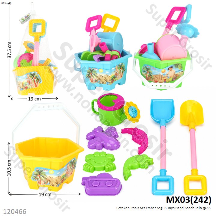 Cetakan Pasir Set Ember Segi 6 Toys Sand Beach Jala @35