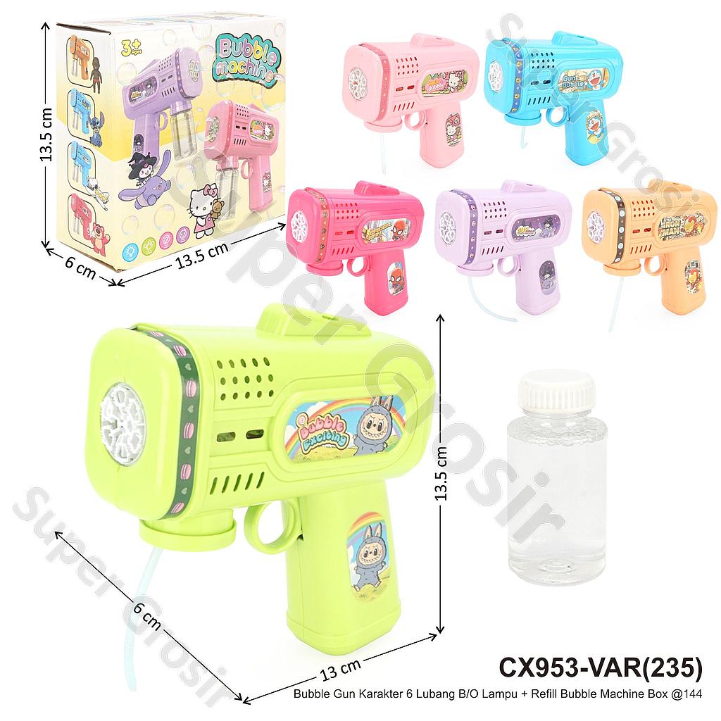 Bubble Gun Karakter 6 Lubang B/O Lampu + Refill Bubble Machine Box @144