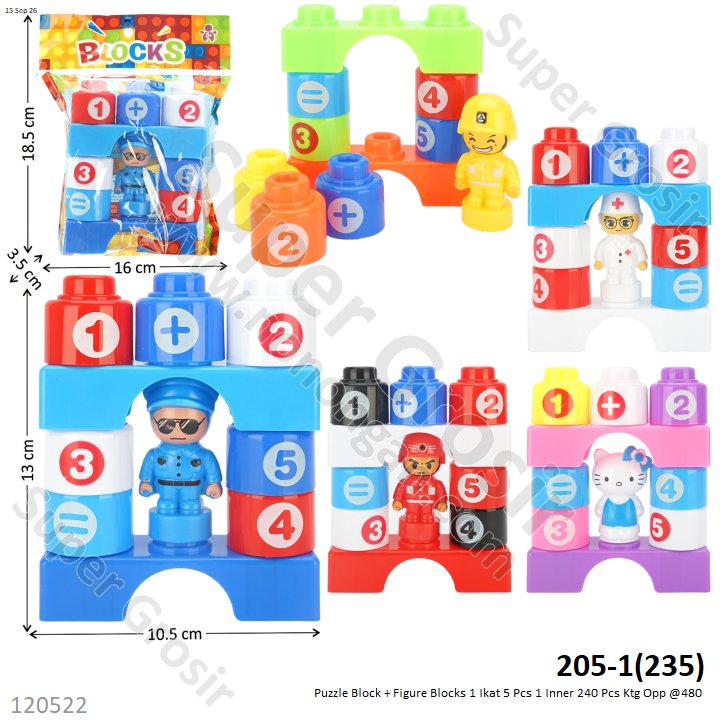 Puzzle Block + Figure Blocks 1 Ikat 5 Pcs 1 Inner 240 Pcs Ktg Opp @480