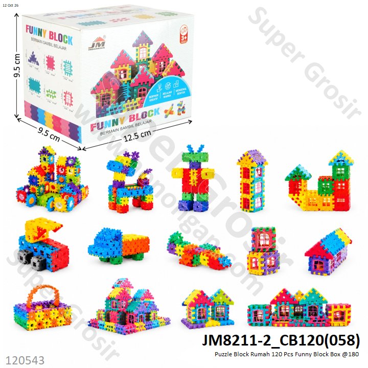Puzzle Block Rumah 120 Pcs Funny Block Box @180