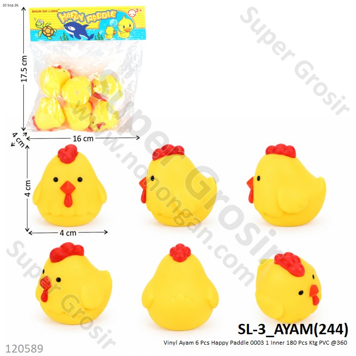 Vinyl Ayam 6 Pcs Happy Paddle 0003 1 Inner 180 Pcs Ktg PVC @360