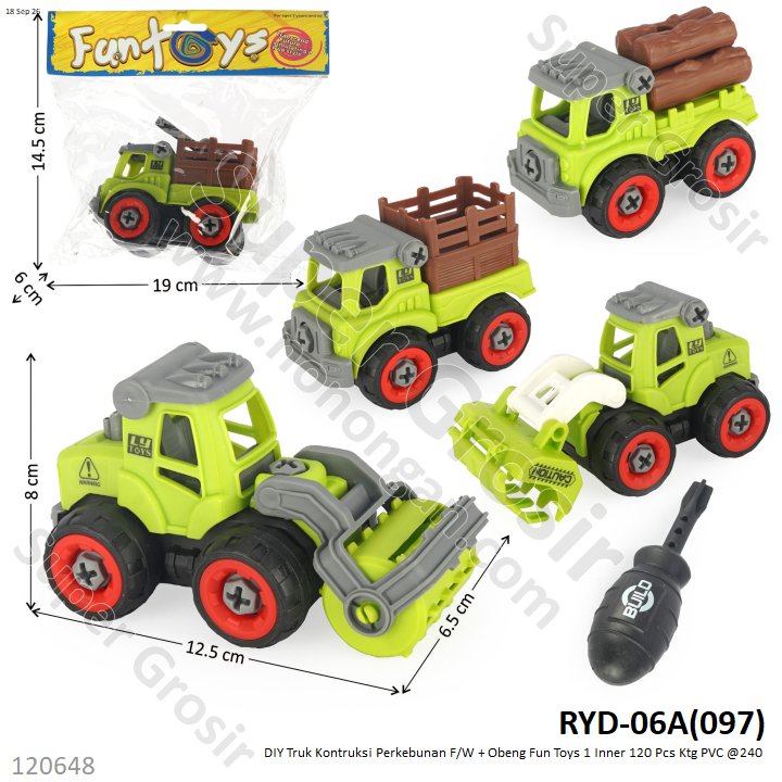 DIY Truk Kontruksi Perkebunan F/W + Obeng Fun Toys 1 Inner 120 Pcs Ktg PVC @240