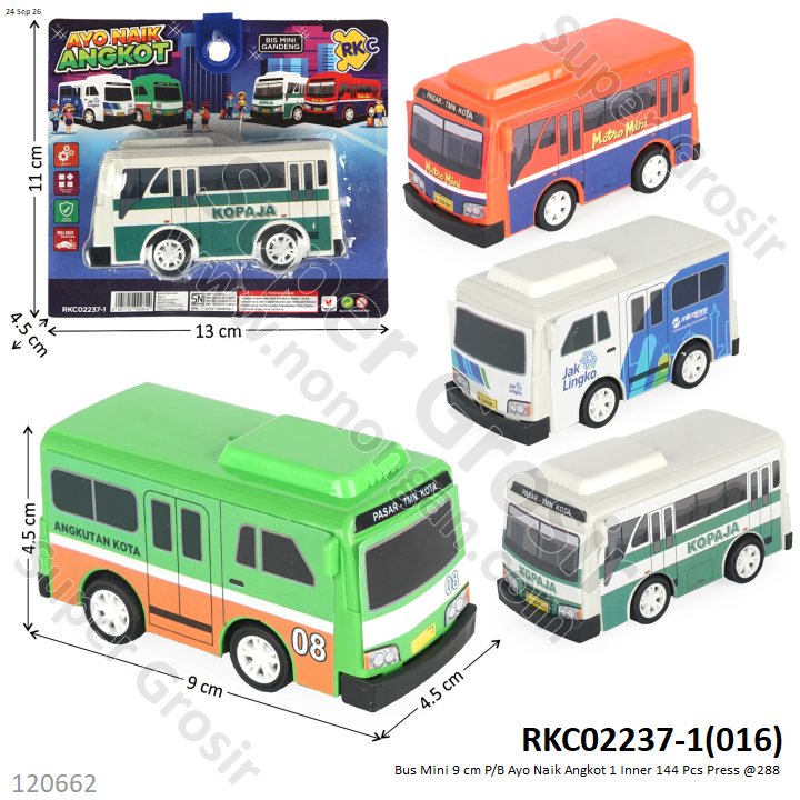 Bus Mini 9 cm P/B Ayo Naik Angkot 1 Inner 144 Pcs Press @288
