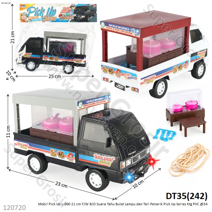 Mobil Pick Up L-300 21 cm F/W B/O Suara Tahu Bulat Lampu dan Tali Penarik Pick Up Series Ktg PVC @34